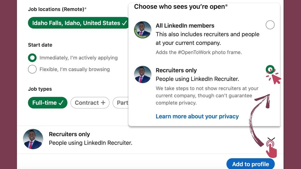 let recruiters know you re open linkedin