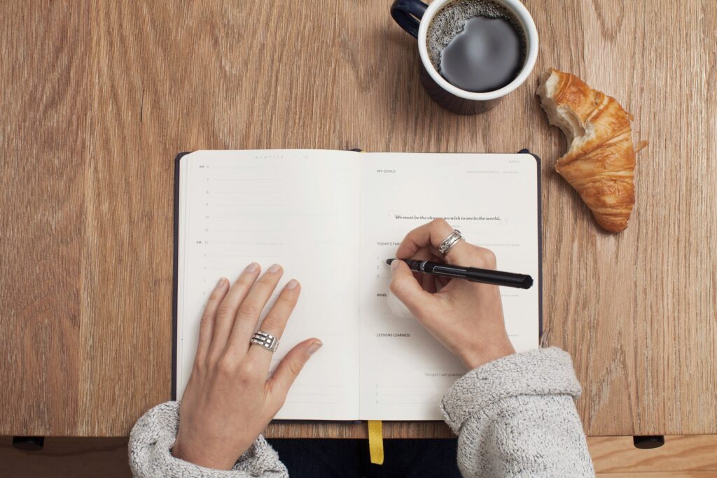 To do List writing during breakfast